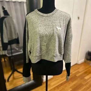 Victoria's Secret PINK Crop Gray & Black Sweatshirt